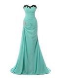 Chiffon Appliques Beaded Evening Dress Mermaid Long Prom Gowns