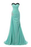 Chiffon Appliques Beaded Evening Dress Mermaid Long Prom Gowns