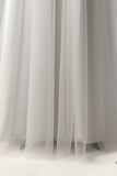 A-Line V-Neck Backless Light Grey Long Prom Dress with Appliques