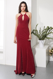 Mermaid Burgundy Long Prom Dress Pleating Evening Dress