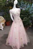 2024 New Arrival Vintage Tulle Prom Dresses A-Line With Handmade Flowers PF56G42M