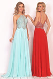 2024 A Line Chiffon Spaghetti Straps Prom Dresses With Beading Floor PAL1N2JN