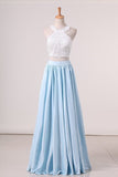 2024 Two Pieces Prom Dresses Satin With Applique PZSAPA8E