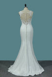 2024 Scoop Spandex Mermaid Wedding Dresses With Applique And PKCZL57C