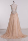 2024 New Arrival V Neck Open Back Prom Dresses A Line Tulle PGPT6388