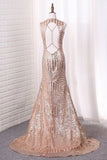 2024 Sequins Scoop Open Back Mermaid/Trumpet Prom PCNEXES3