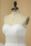 2024 A Line Wedding Dress Sweetheart Ruffles Court Train Beaded Belt PSZTBCPS