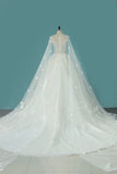 2024 Luxurious Scoop Wedding Dresses A Line Tulle With Appliques And Beading PM3AMXZA