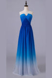 Simple Elegant Ombre Chiffon Long Backless A-line Bridesmiad Dresses For Wedding Prom Gowns