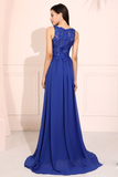 A-Line V-Neck Prom Dress Side Split Long Evening Dress