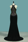 2024 Mermaid V Neck Prom Dresses Spandex With Beads PPZMMDHQ