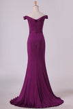 2024 Grape Mermaid Boat Neck Spandex Floor Length Zipper Up Evening PQLQ86HM