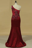 2024 Prom Dresses Mermaid One Shoulder With Beading Floor P7L8ZNDP