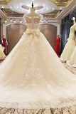 2024 Hot Selling Wedding Dresses Tulle Lace Up With Beads And Handmade Flowers PHS5R95B