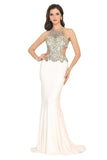 2024 Prom Dresses Scoop Beaded Bodice Mermaid Spandex PX69NZA7