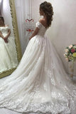 2024 Off The Shoulder A Line Wedding Dresses Tulle With P5CHGPQ6