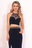 2024 Two-Piece Scoop Spandex Prom Dresses Mermaid PFQ1MPLK