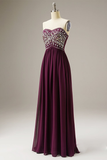 A-line Strapless Prom Dress Seqins Long Evening Dress