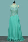 2024 Scoop Neckline Prom Dresses A Line Beaded Bodice Floor PT8L95AM