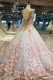 2024 New Arrival Floral Wedding Dresses Scoop Neck A-Line With Appliques Pearls And Handmade Flowers P8J339XK