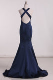 2024 Satin V Neck Open Back Prom PM8RLY6S