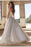 Elegant Spaghetti Straps Sweetheart Tulle With Beading Prom Dresses