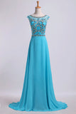 2024 Chiffon Bateau A-Line Beaded Bodice With A Keyhole PPDXXA8A