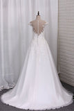 2024 A Line Wedding Dresses Scoop Tulle With Applique P3ERK5HX