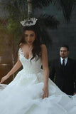 A Line Straps Wedding Dresses Tulle With Applique Lace PC5XEBR4