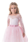 2024 Flower Girl Dresses A Line Boat Neck Long Sleeves PLYZ7179