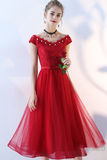 A-Line V-Neck Prom Dress with Appliques