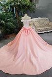 2024 New Arrival Satin Off The Shoulder Wedding Dresses Lace Up With Appliques P67GBN2Z