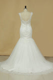 2024 Mermaid Wedding Dresses Straps Tulle Court Train PND52968