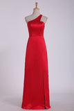 2024 One Shoulder With Slit Prom Dresses Sheath Floor PC85PMTT