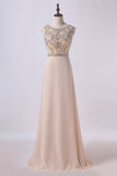 2024 Prom Dress Scoop A Line Beaded Tulle Bodice With Chiffon P7Y8JFH4