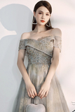 Gorgeous Off-the-Shoulder Prom Dress Grey Evening Dress