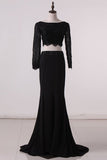 2024 New Arrival Bateau Prom Dress Mermaid Long Sleeves Lace Bodice With P3GY3D9X