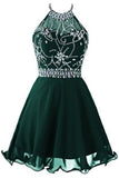 2024 A Line Cute Homecoming Dress Halter Short/Mini Chiffon&Tulle Beaded P6ERKMLH