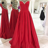 Charming Prom Dress A-Line Prom Dress Satin Prom Dress Beading Prom Dress