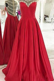 Charming Prom Dress A-Line Prom Dress Satin Prom Dress Beading Prom Dress