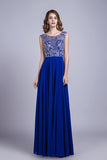 2024 Hot Selling Prom Dresses Dark Royal Blue A-Line Scoop Floor-Length P91SC5J1