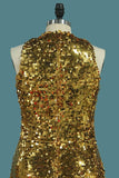 2024 Sequins Mermaid/Trumpet High Neck Prom Dresses Sweep/Brush PFMR9QC7