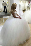 Sparkly Ball Gown Tulle Strapless Ivory Wedding Dresses, Long Bridal Dresses STK15429