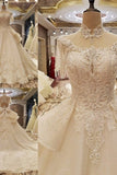 2024 New Arrival Marvelous High Neck Wedding Dresses With Bow Knot Appliques PZ2JDA1X