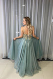 A-Line Spagahetti Straps Sweetheart Beades Long Prom Dresses, Evening STK20391