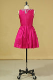 2024 Scoop A Line Short Homecoming Dresses Taffeta Beaded With PZSJAYZ3