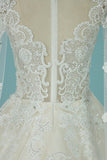 2024 Luxurious Scoop Wedding Dresses A Line Tulle With Appliques And Beading PM3AMXZA