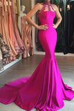 Mermaid Prom Dress High Neck Satin Appliques Court STKP9H8RQQF