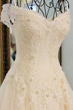 2024 New Arrival Luxury Wedding Dresses A-Line Royal Train Tulle Off The Shoulder PLQTQ6ED