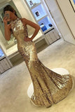 2024 New Arrival High Neck Sequins Mermaid/Trumpet Prom Dresses PN1B3J3G